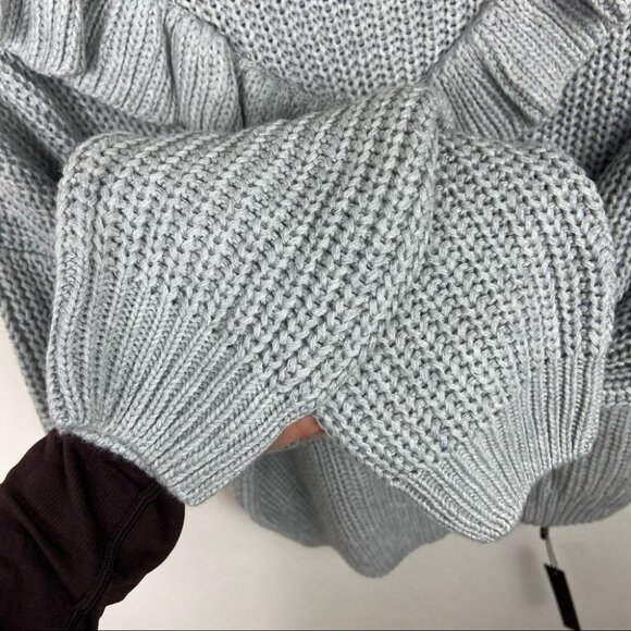 NWT BlankNYC Rum Ruffle Grey Knit Sweater Size‎ Medium New With Tags Ribbed Boho - Picture 10 of 14